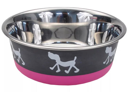 Coastal Pet Maslow Design Series Non-Skid Pup Design Dog Bowls Pink and Grey 1.75 cups