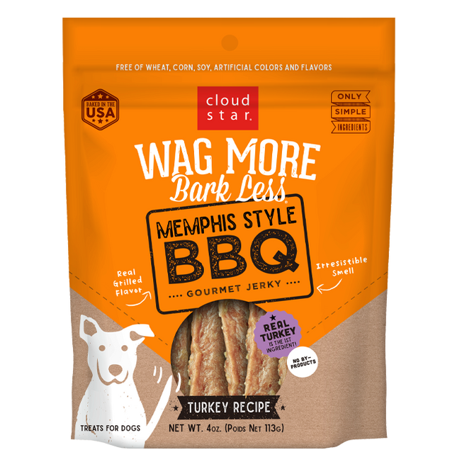 Wag More Bark Less Dog Jerky Grain Free Memphis Turkey 10oz.