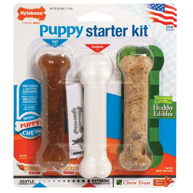 Nylabone Puppy Starter Pack Bones; 1ea-SMall-Regular 3 ct