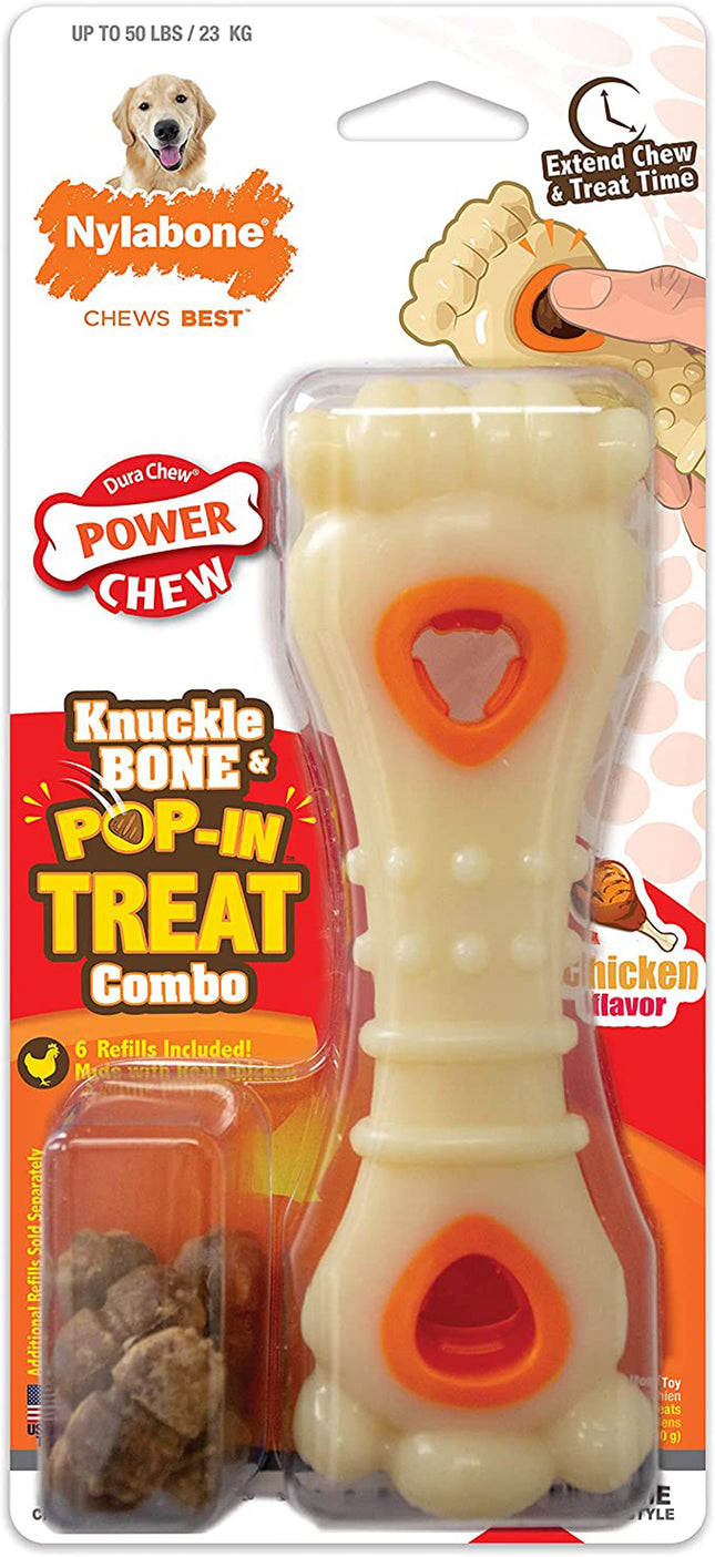 Nylabone Puppy Power Chew Knuckle Bone PopIn Puppy Treat Toy Combo 1ea-XS 1 ct