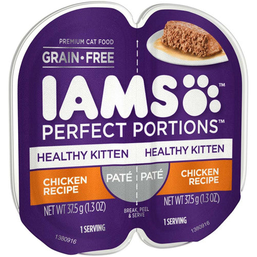 Iams Perfect Portions Healthy Kitten Pate Wet Cat Food Chicken 24Ea/2.6 Oz, 24 Pk