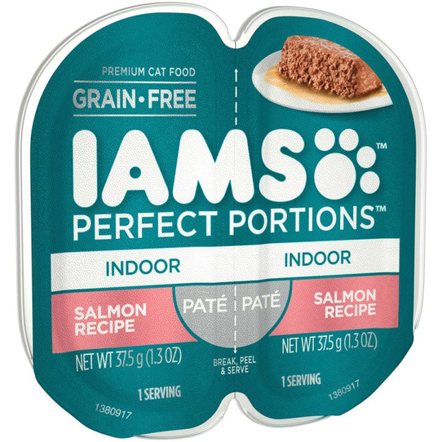 Iams Perfect Portions Indoor Pate Wet Cat Food Salmon 24Ea/2.6 Oz, 24 Pk