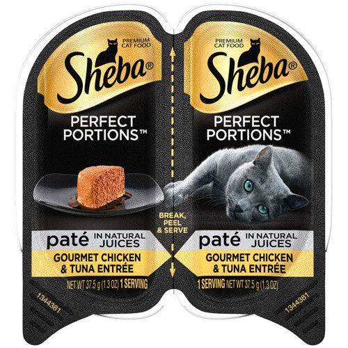 Sheba Perfect Portions Pate Nat Juices Chicken and Tuna Grain Free Cat Food 2.6Oz/24Pk