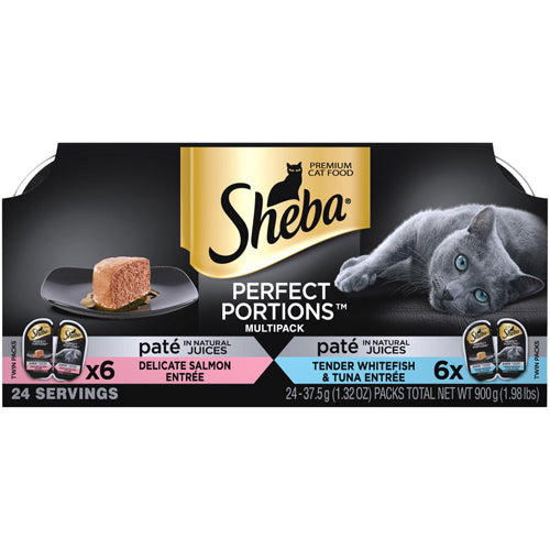 Sheba Perfect Portions Pate Salmon/ Whitefish and Tuna Grain Free Cat Food 2.6Oz/24Pk