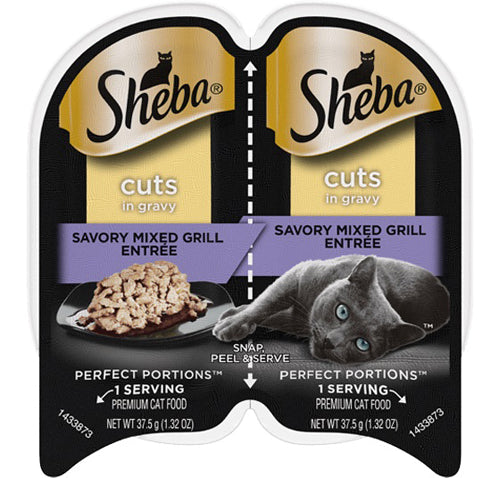 Sheba Perfect Portions Cuts Mixed Grill Entree Grain Free Cat Food 2.6Oz/24Pk