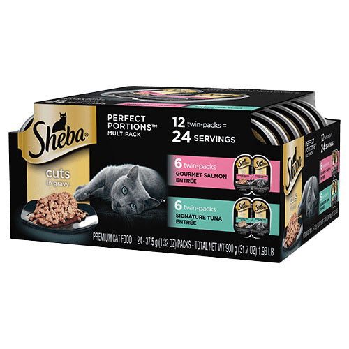 Sheba Perfect Portions Cuts Signature Salmon/ Tuna Grain Free Cat Food 2Ea/2.6 Oz, 12 Pk