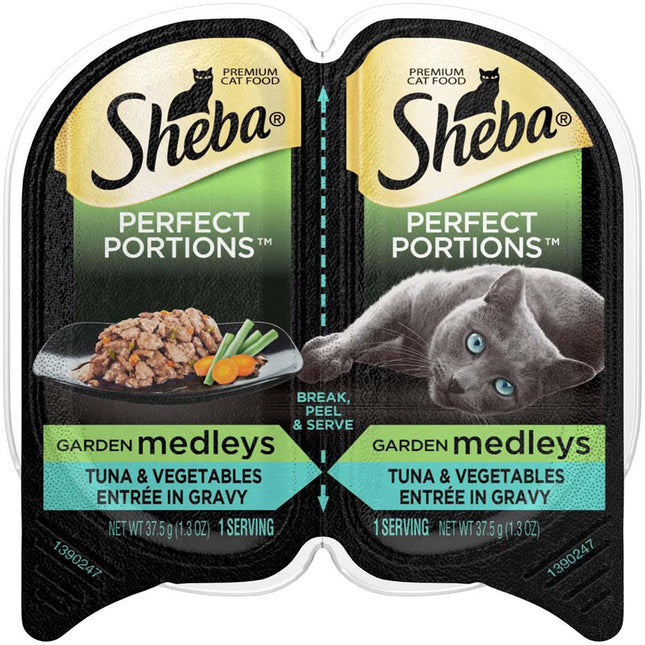 Sheba Perfect Portions Garden Medleys Wet Cat Food Tuna & Vegetables in Gravy, 24ea/2.6 oz, 24 pk
