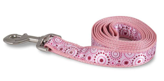 Aspen Ribbon Overlay Dog Leash Pink 1 in x 6 ft One Size