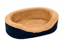 Aspen Plush/Suede Oval Dog Lounger Bed Assorted 18 In X 14 In, Extra-Small