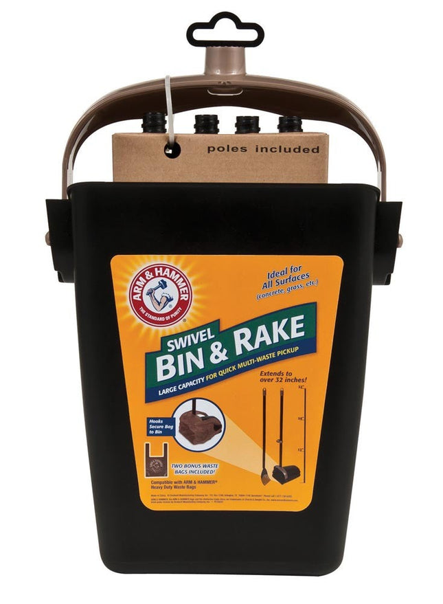 Arm and Hammer Swivel Bin and Rake Black One Size