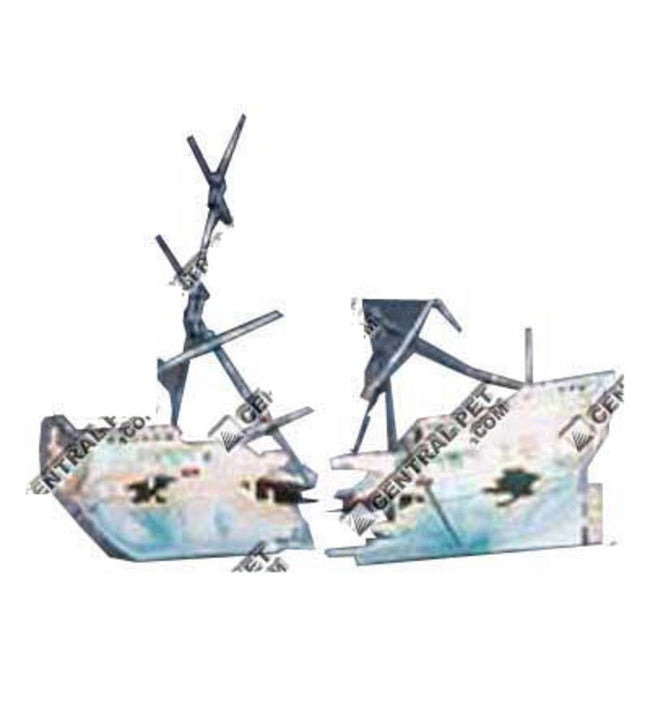 Penn-Plax Split Shipwreck Air Aquarium Ornament Blue; White