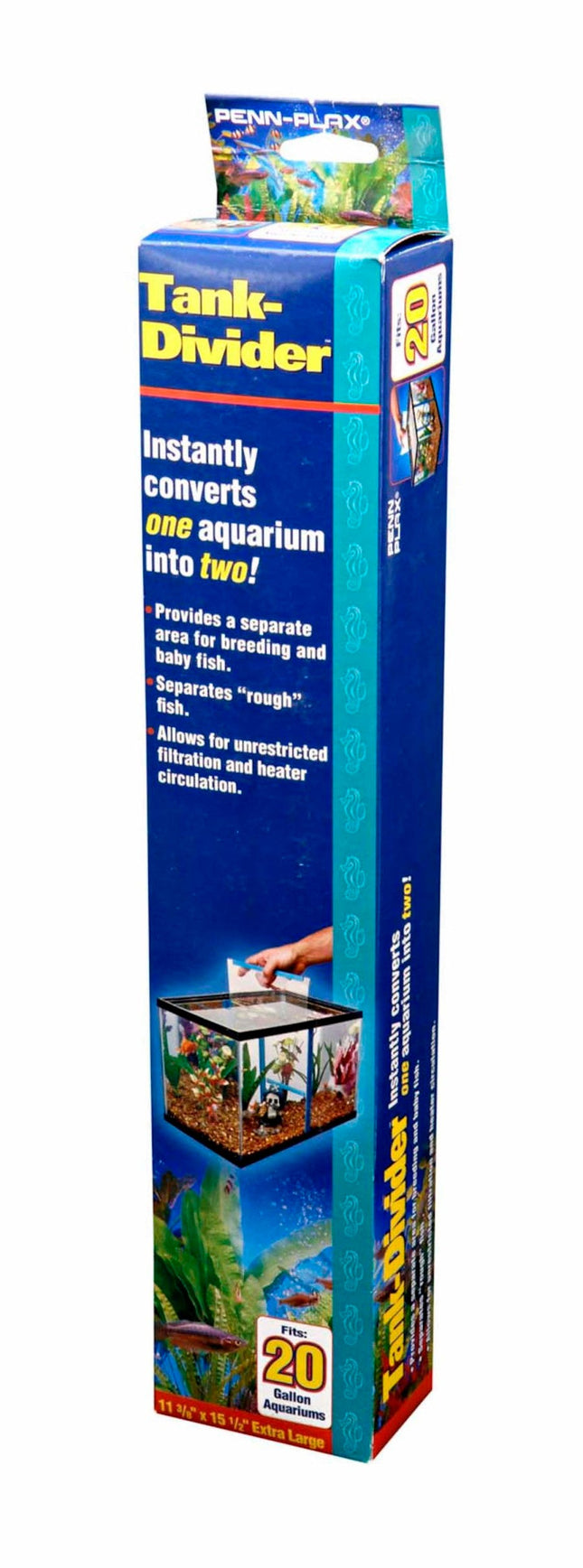 Penn-Plax Tank Divider Clear; Blue 11.37 in x 15.5 in Extra-Large