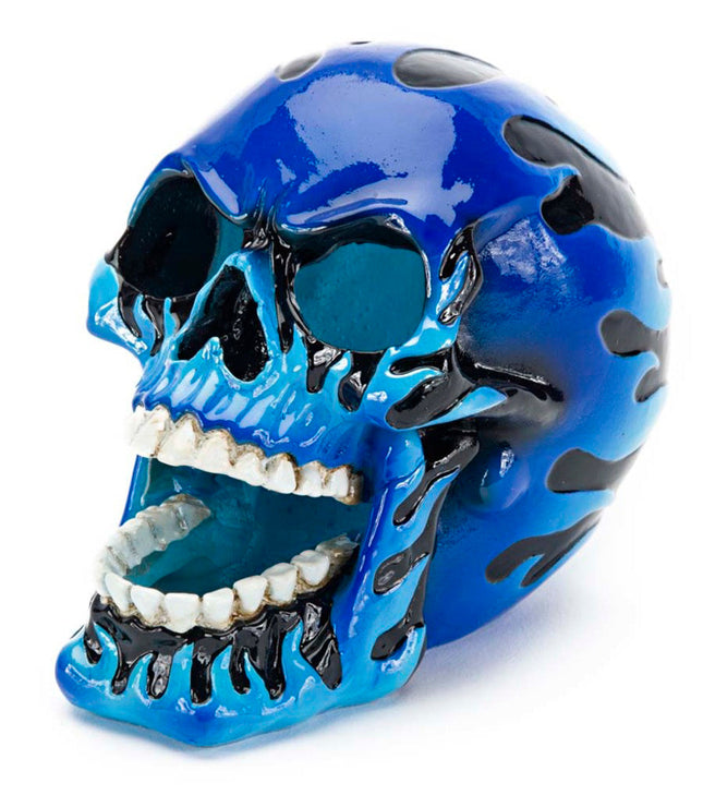 Penn-Plax Flaming Skull Aquarium Ornament Blue 3.5 in Medium