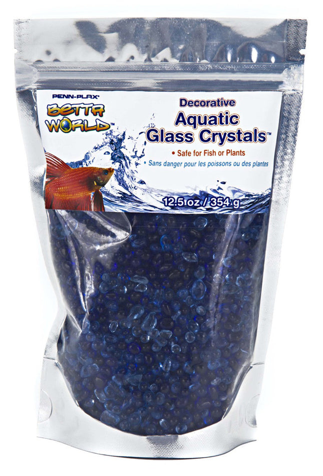 Penn-Plax Betta World Aquatic Glass Crystal Dcor Crystal Sand Light Blue; Dark Blue 12.5 oz