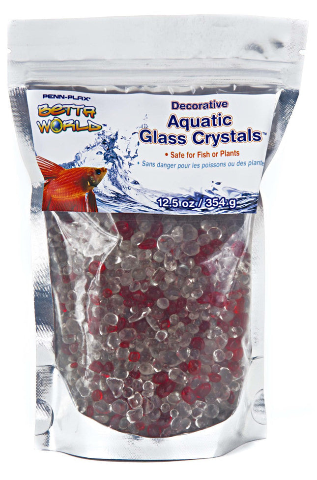 Penn-Plax Betta World Aquatic Glass Crystal Dcor Crystal Sand White; Red 12.5 oz