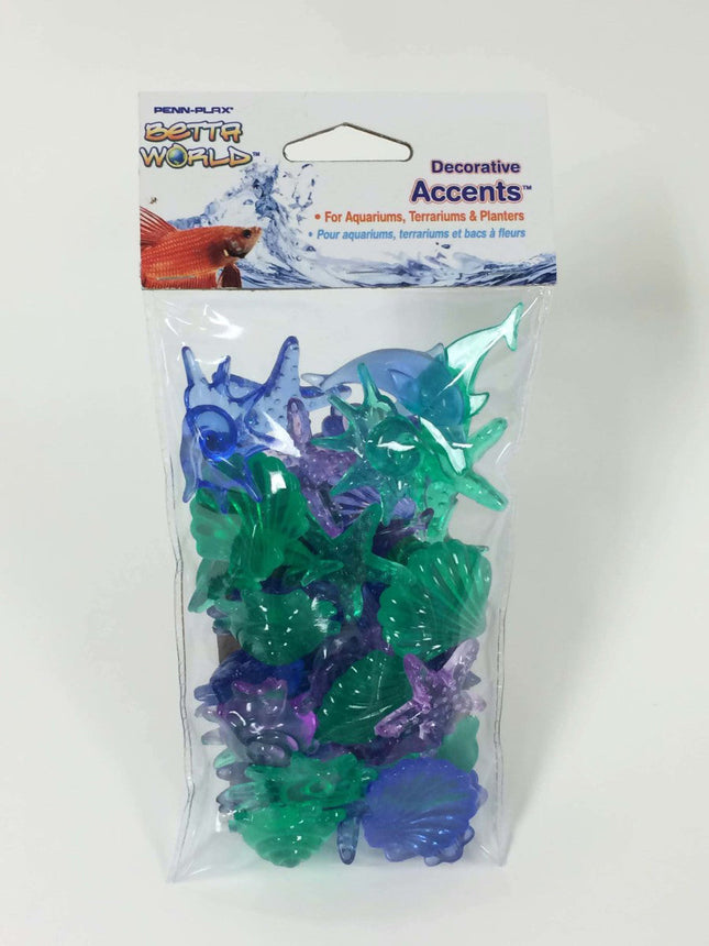 Penn-Plax Betta World Decorative Accents Sea Shapes Sea Accents Assorted 35 Count