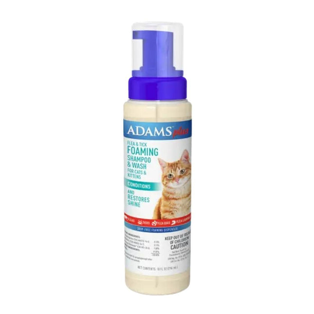 Adams Plus Flea and Tick Foaming Shampoo and Wash for Cats and Kittens