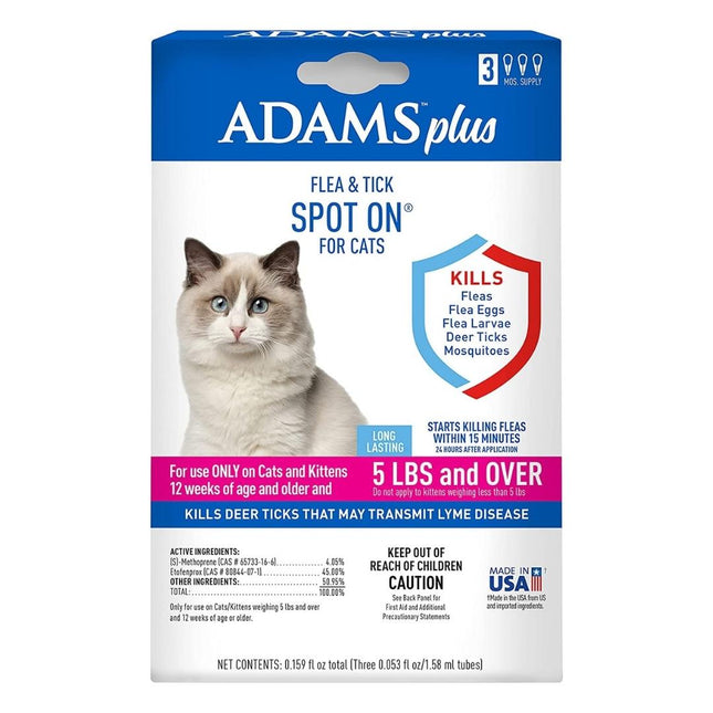 Adams Plus Flea and Tick Spot On for Cats and Kittens Over 5 lbs