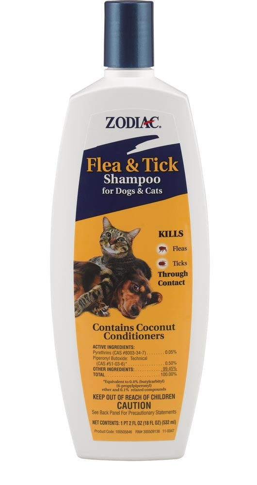 Zodiac Flea and Tick Shampoo For Dogs and Cats 18Oz Bottle