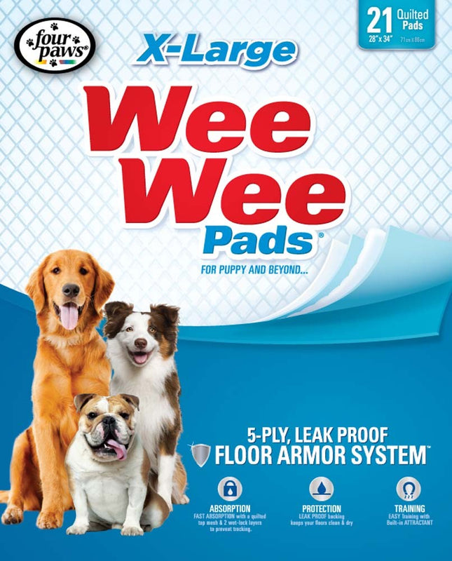 Four Paws Wee-Wee Superior Performance Dog Pads 21 Count X-Large 28" x 34"