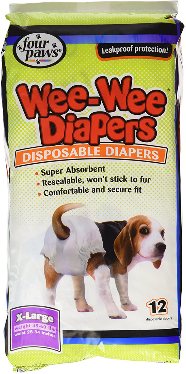 Four Paws Wee-Wee Disposable Dog Diapers 12 Count Large - X-Large