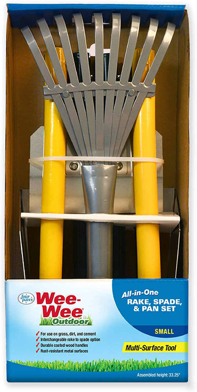 Four Paws Wee-Wee All-in-One Dog Poop Rake; Spade and Pan Set Small; 7" x 7" x 38"