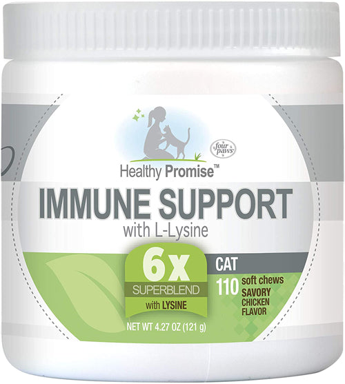 Four Paws Healthy Promise Immune Support with LLysine Chews for Cats Immunity; 1ea-110 ct