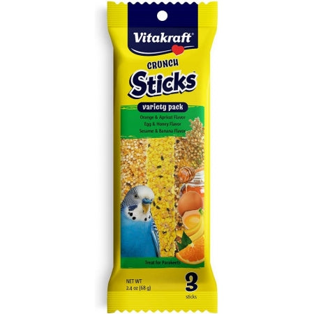 Vitakraft Crunch Sticks Variety Orange; Egg and Banana Flavor Parakeet Treat 2.4 oz 3 Count