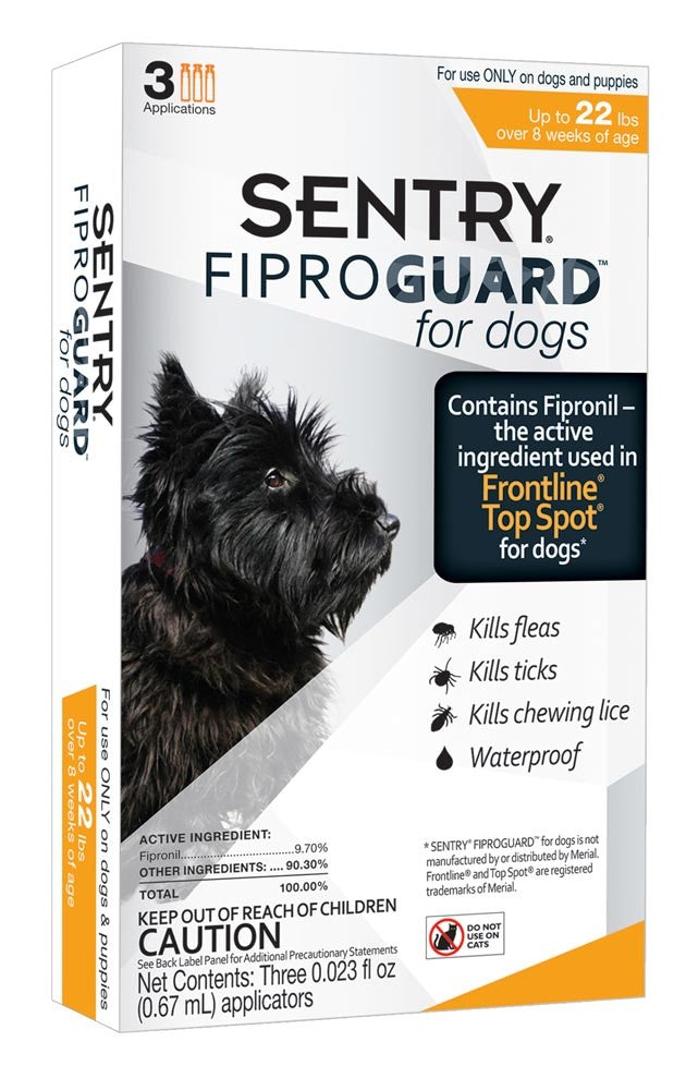 Sentry Fiproguard Dog Flea and Tick Squeeze-On 0.069 Fl Oz, 3 Ct