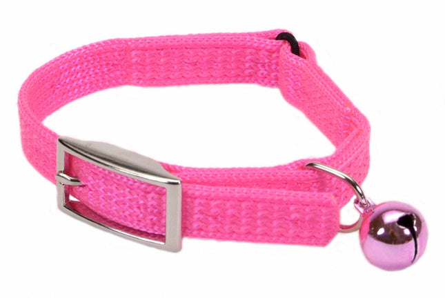 Coastal Sassy Snag-Proof Nylon Safety Cat Collar Neon Pink 3/8X8In