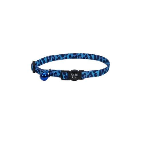 Coastal Safe Cat Fashion Adjustable Breakaway Collar Blue Leopard 3/8X12In