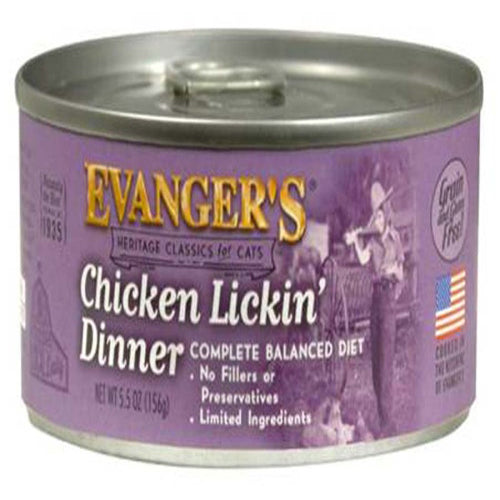 Evangers Heritage Classic Chicken Lickin Dinner Canned Cat Wet Food 5.5 oz 24 Pack