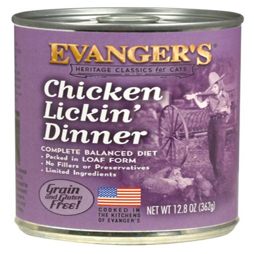 Evangers Heritage Classic Chicken Lickin Dinner Canned Cat Wet Food 12.8 oz 12 Pack