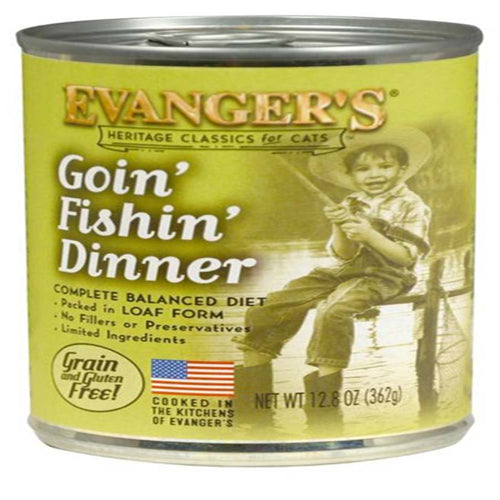 Evangers Heritage Classic Goin Fishin Dinner Canned Cat Wet Food 12.8 oz 12 Pack