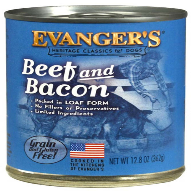 Evangers Heritage Classic Beef and Bacon Canned Dog Food 12.8 oz 12 Pack