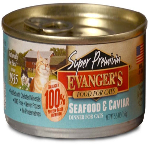 Evangers Super Premium Seafood and Caviar Dinner Canned Cat Wet Food 5.5 oz 24 Pack