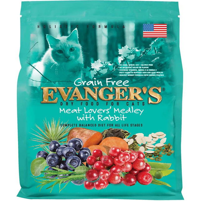 Evangers Grain-Free Meat Lovers Medley With Rabbit Dry Cat Food 4.4Lbs