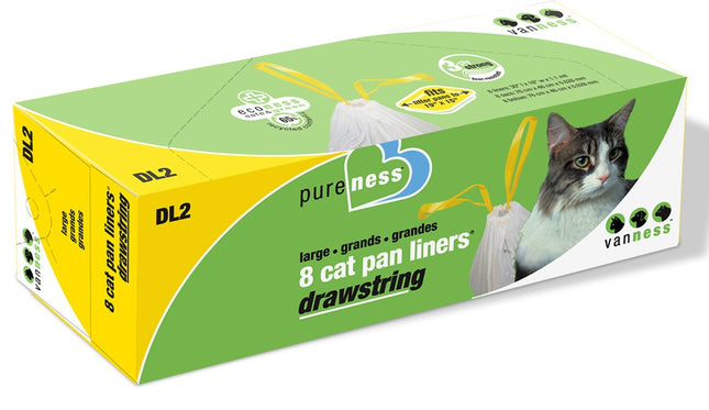 Van Ness Plastics Drawstring Cat Pan Liner White 8 Count Large