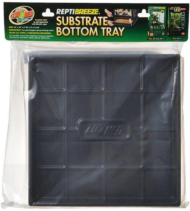 Zoo Med ReptiBreeze Substrate Bottom Tray Black 16 in x 16 in Small Medium