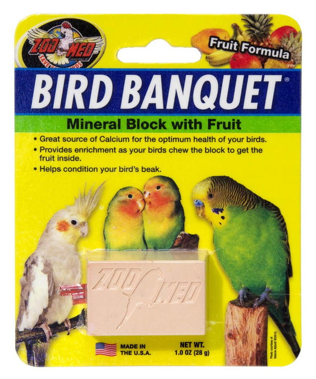 Zoo Med Bird Banquet Fruit Formula Mineral Block Pink 1 oz Small