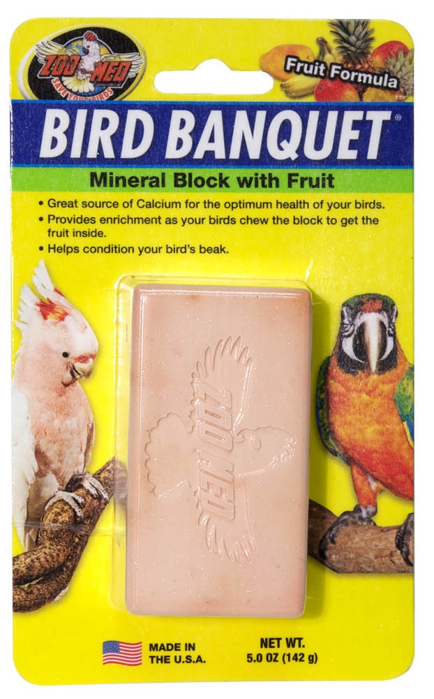 Zoo Med Bird Banquet Fruit Formula Mineral Block Pink 5 oz Large