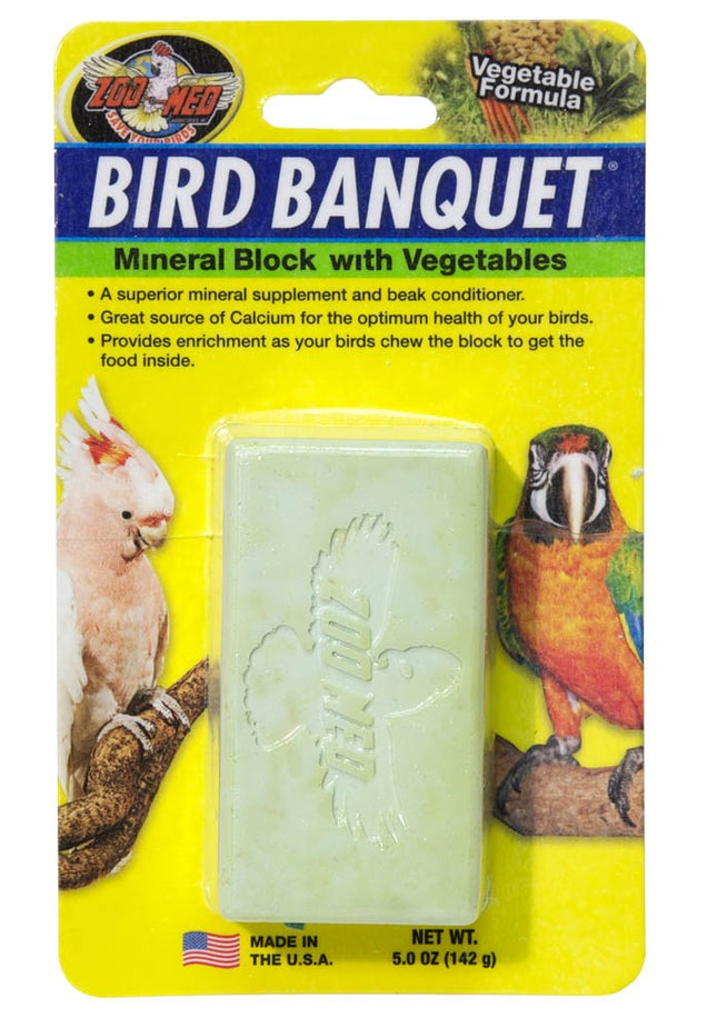 Zoo Med Bird Banquet Vegetable Formula Mineral Block Green 5 oz Large