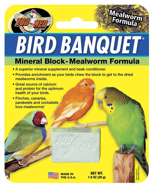 Zoo Med Bird Banquet Mealworm Formula Mineral Block Green 1 oz Small