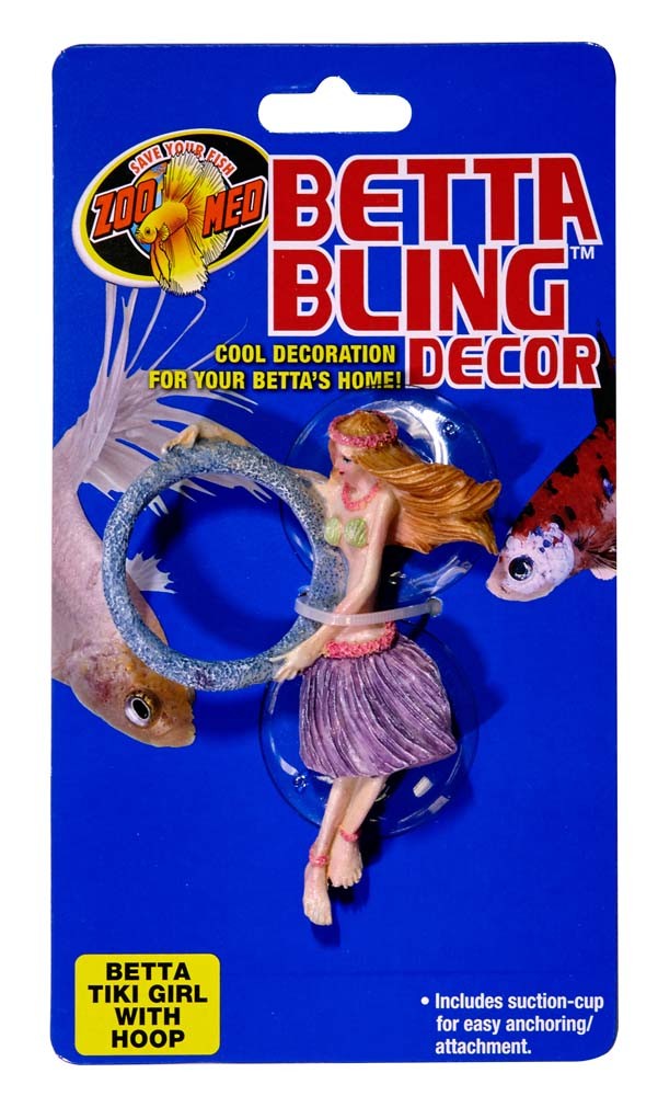 Zoo Med Betta Bling Tiki Girl Statue with Hoop Tiki Girl with Hoop Multi-Color