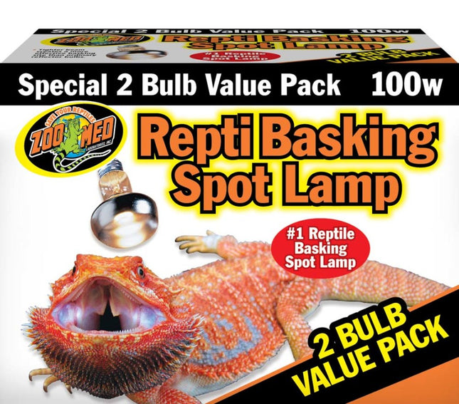 Zoo Med Repti Basking Spot Lamp 100 Watt; 2 Pack