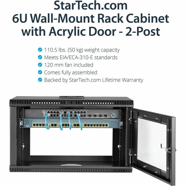 StarTech.com 6U 19" inch Wallmount Server Rack Cabinet Acrylic Door