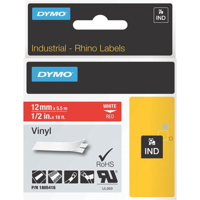 Dymo White on Red Color Coded Label