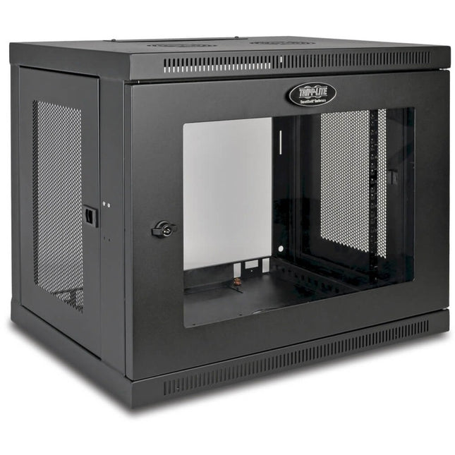 Tripp Lite SmartRack 9U Low-Profile Switch-Depth Wall-Mount Mini Rack Enclosure Clear Acrylic Window