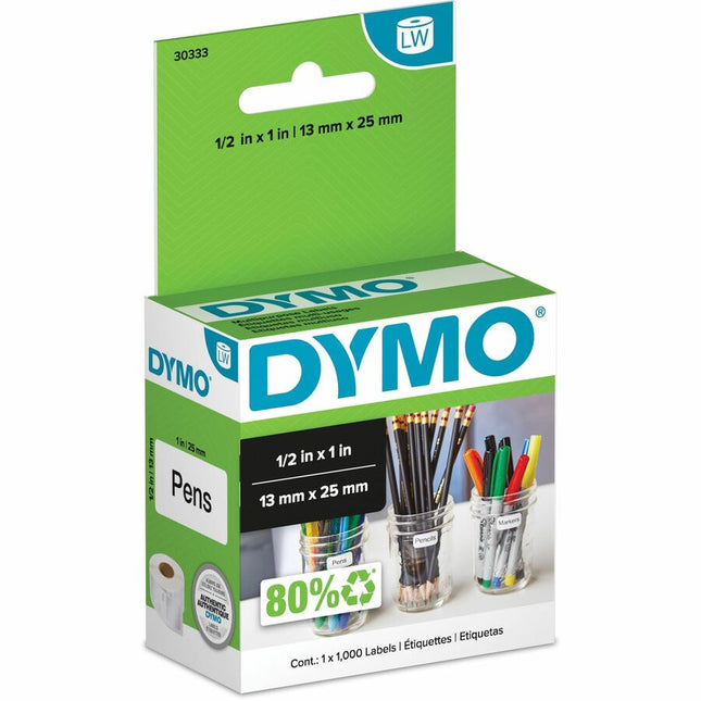 1/2" X 1" (2-Up) Multipurpose Labels - DYMO 400/450 Series Printer Labels - 30333 Comparable - 1000 Labels/Roll- White