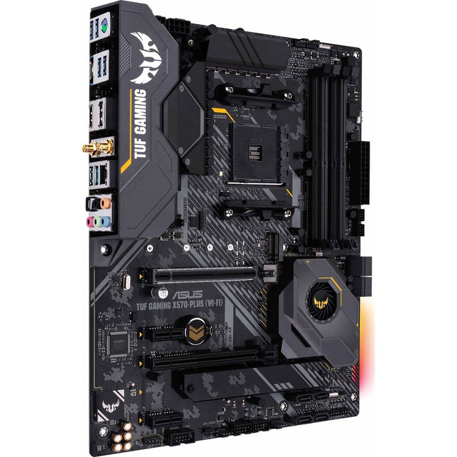 TUF GAMING X570-PLUS (WI-FI) Desktop Motherboard - AMD X570 Chipset - Socket AM4 - ATX - 128 GB DDR4 SDRAM Maximum RAM - DIMM, UDIMM - 4 x Memory Slots - Gigabit Ethernet - IEEE 802.11a/b/g/n/ac - HDMI - DisplayPort - 8 x SATA Interfaces